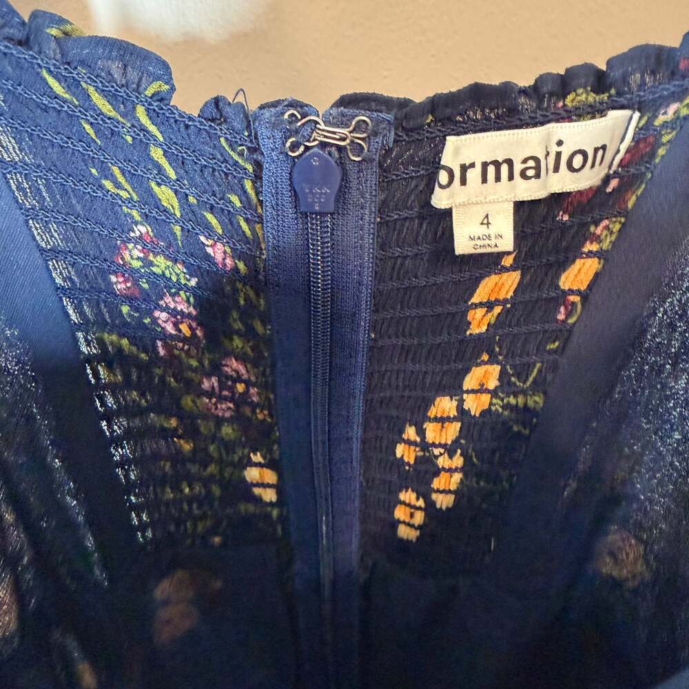 Reformation Nikita Midi Mademoiselle Navy Floral Tank Tie Strap Dress Size 4 - Picture 8 of 15